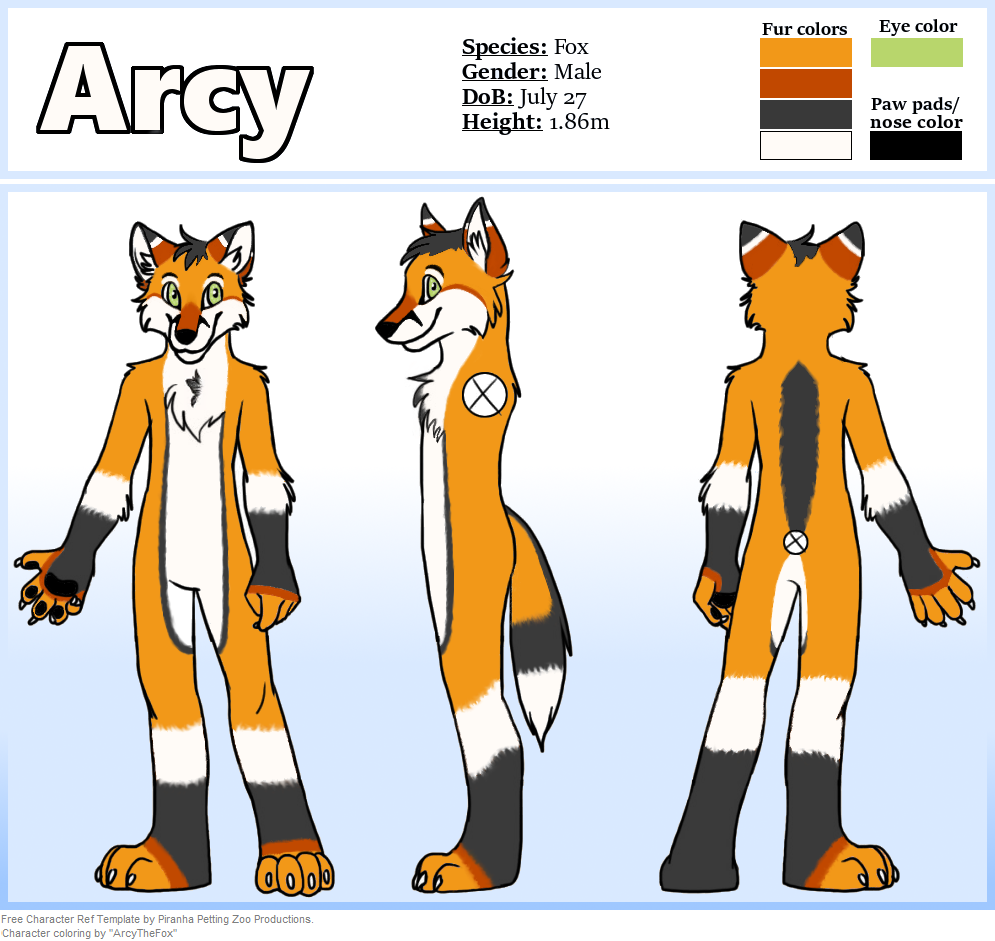 Arcy The Fox Ref Sheet 2.0. 