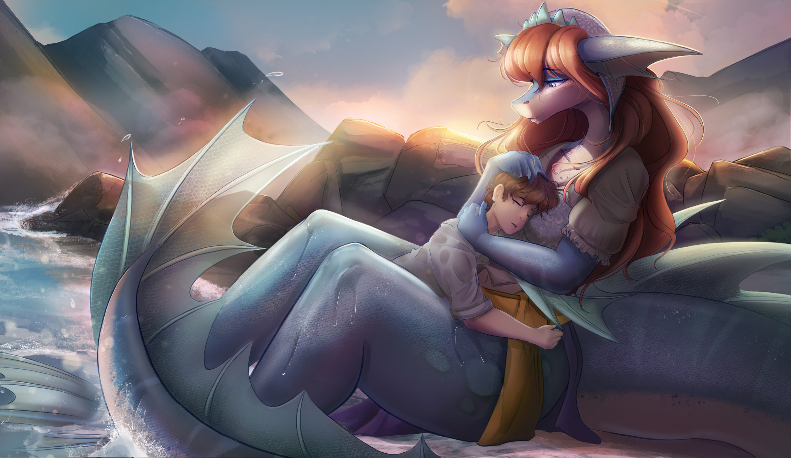 Cuddling by the loch by Ardail -- Fur Affinity [dot] net