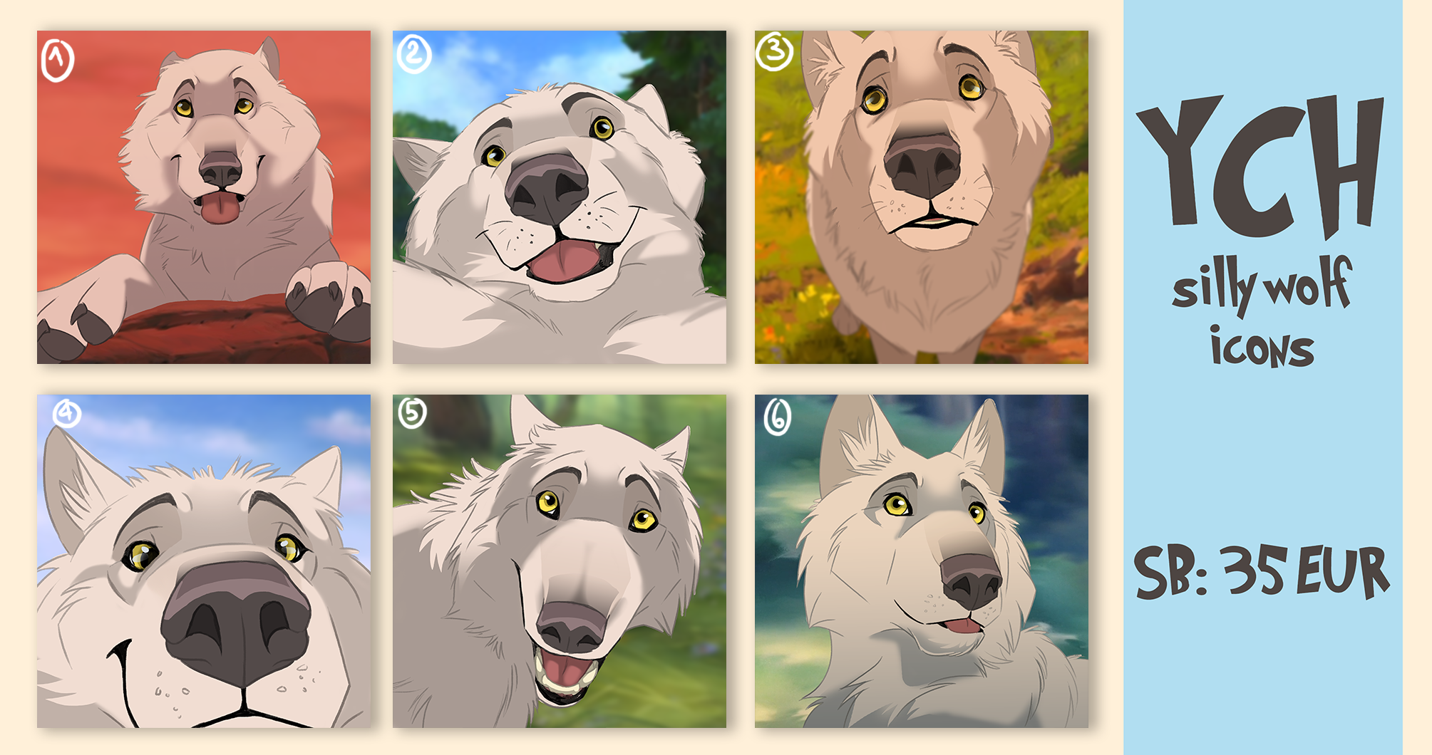 YCH silly wolf icons 👁️👅👁️ (CLOSED)