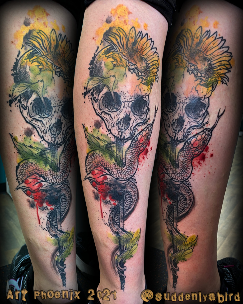 bull skull and flowers by Mark  Living Canvas Tattoos Inc  Facebook