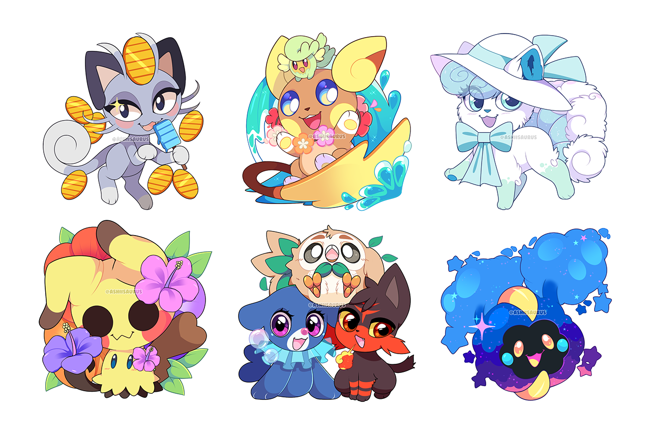 Pokemon: Summer Alola Stickers by Ashiji -- Fur Affinity dot net.