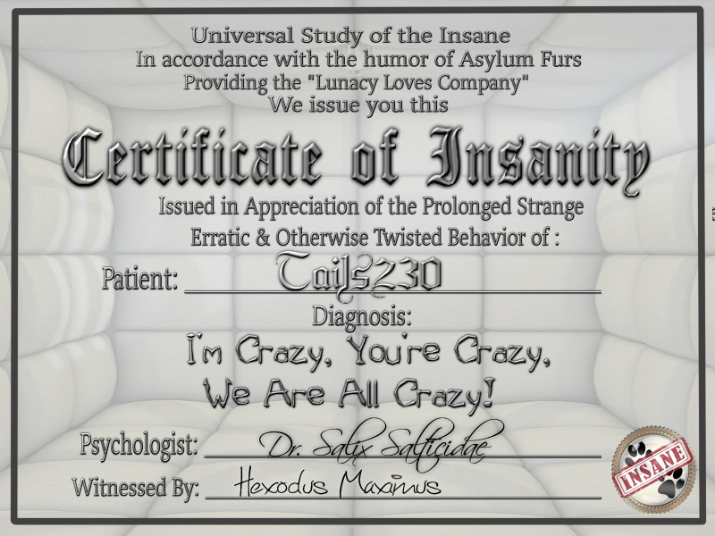 Insanity certification 2025