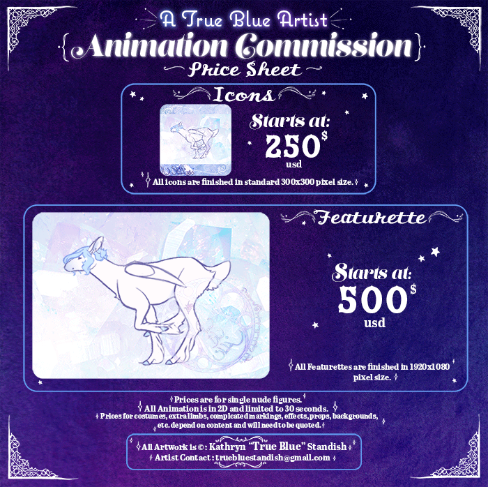 ☆ A True Blue Artist Animation Price Sheet ☆ by atrueblueartist -- Fur  Affinity [dot] net