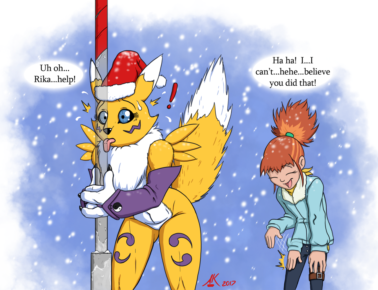 Rika and Renamon Christmas by AtticusKotch -- Fur Affinity [dot] net