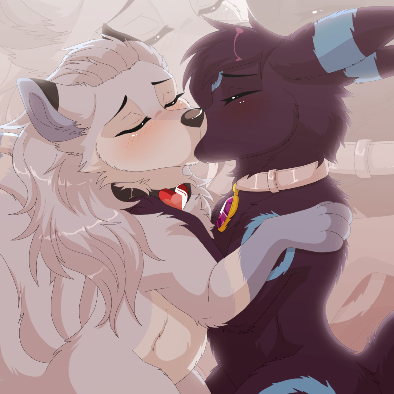 Deep Kiss with a Friend by AuroraSnowtales -- Fur Affinity [dot] net