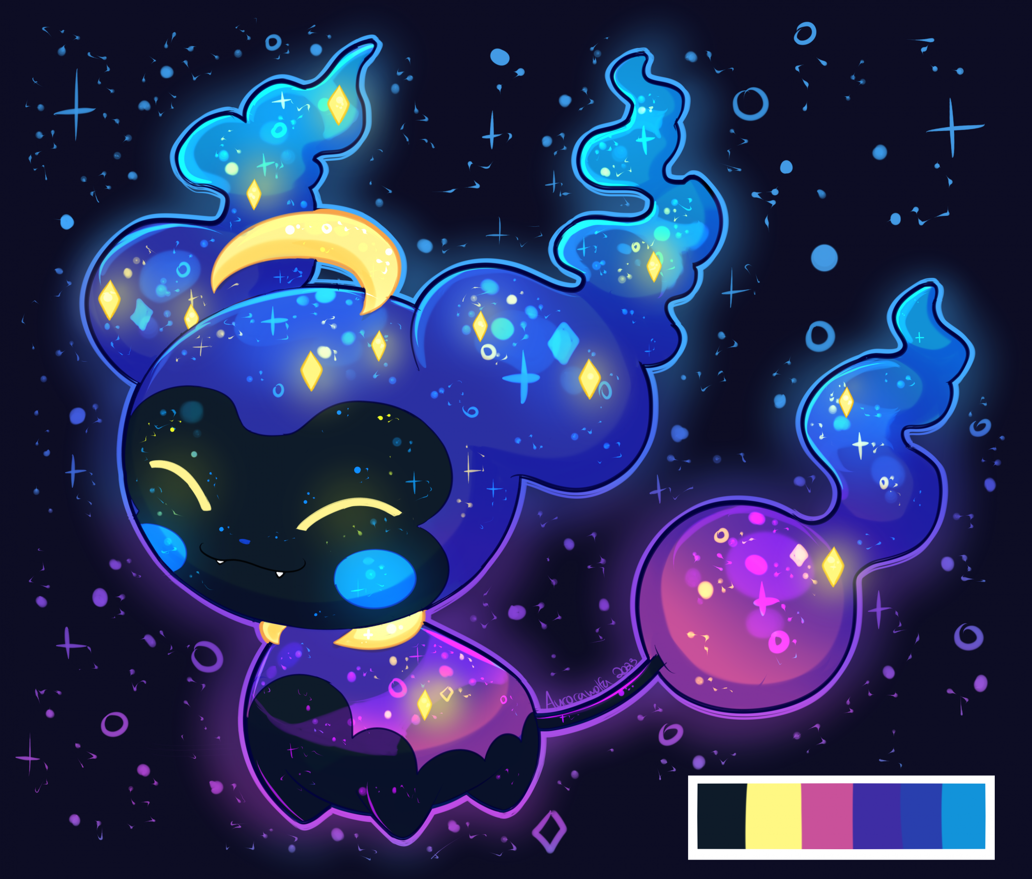 cosmog and lunala (pokemon) drawn by fukkatsu_no_maya | Danbooru