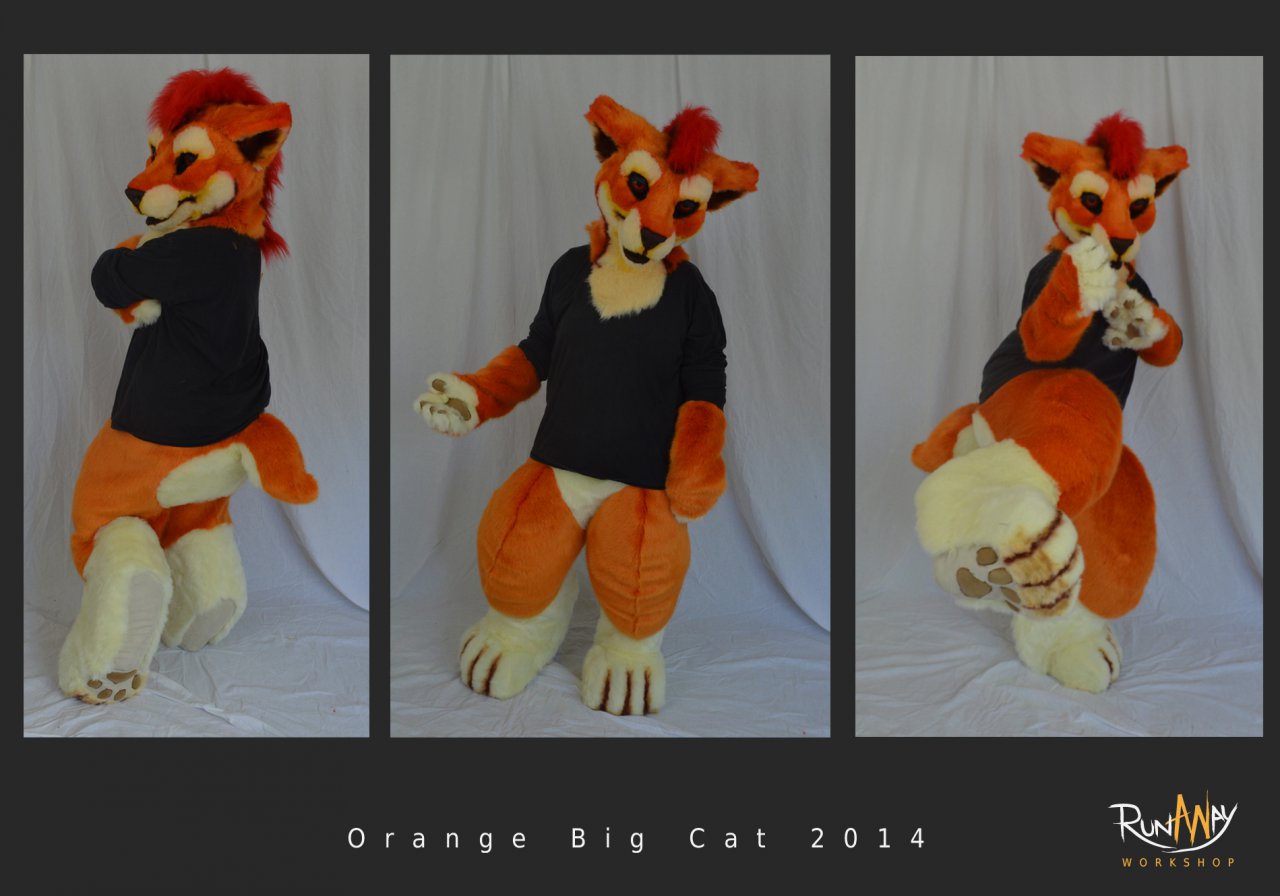 Orange big cat digitigrade halfsuit