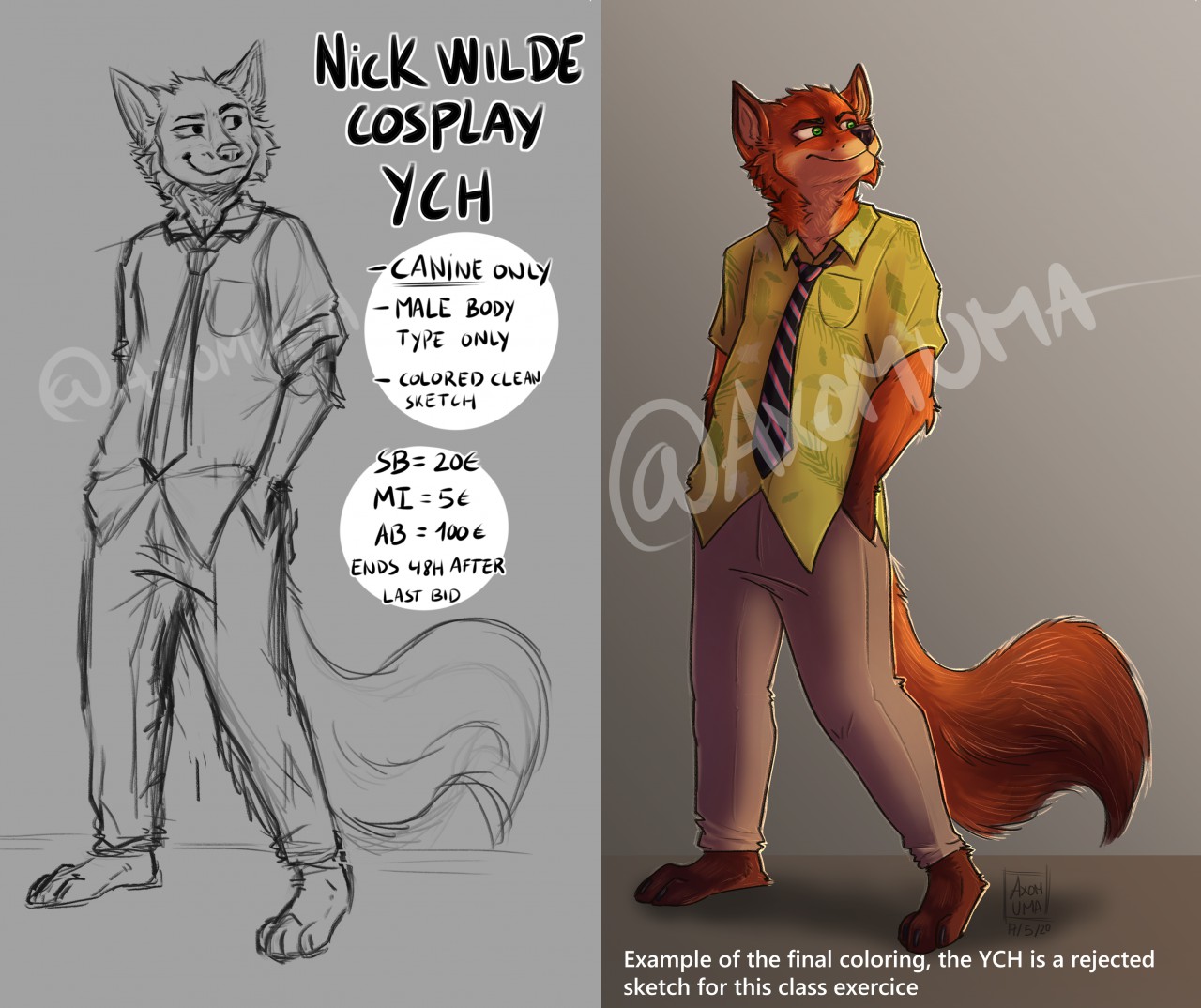 CLOSED] 🦊 NICK WILDE COSPLAY YCH🦊 by AxomUma -- Fur Affinity [dot] net