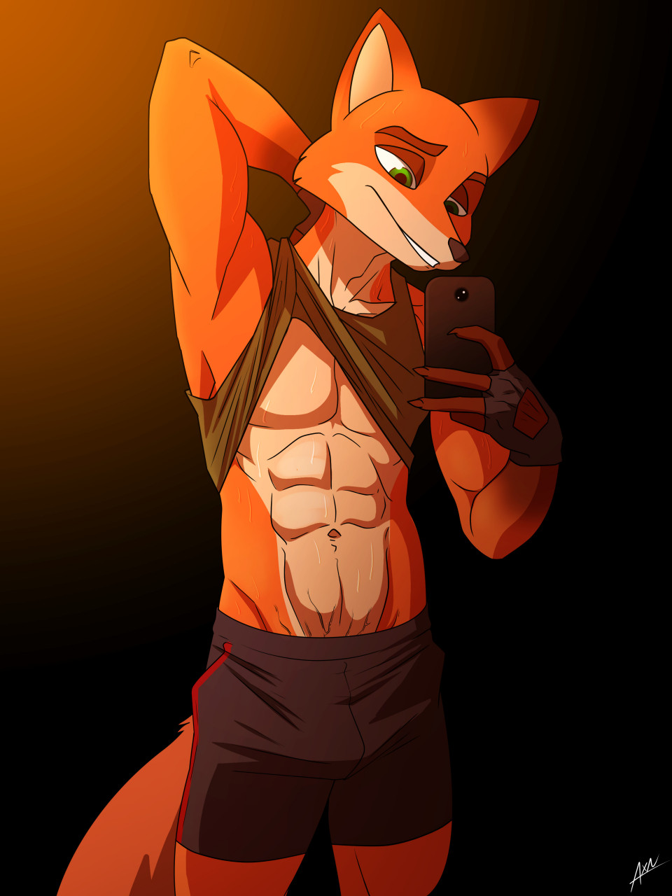 NIck Wilde post-workout selfie by AxxxonN -- Fur Affinity [dot] net