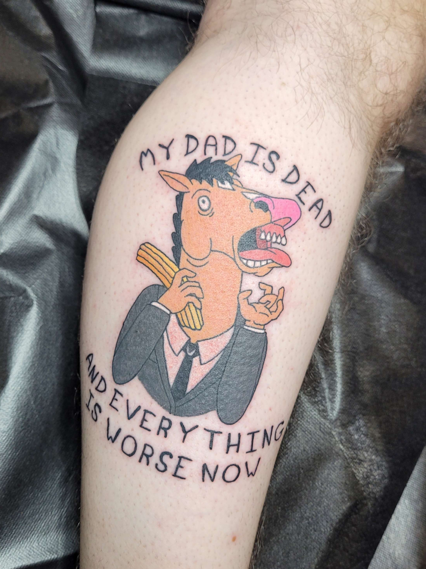 EightySix Tattoo Studio  Daz did this BoJack horseman tattoo yesterday A  little red in the picIve had to look up his name because Ive been  calling him boatface horse guy all