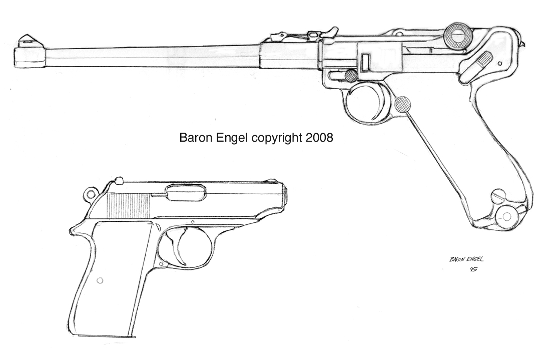 Пистолет люгер рисунок