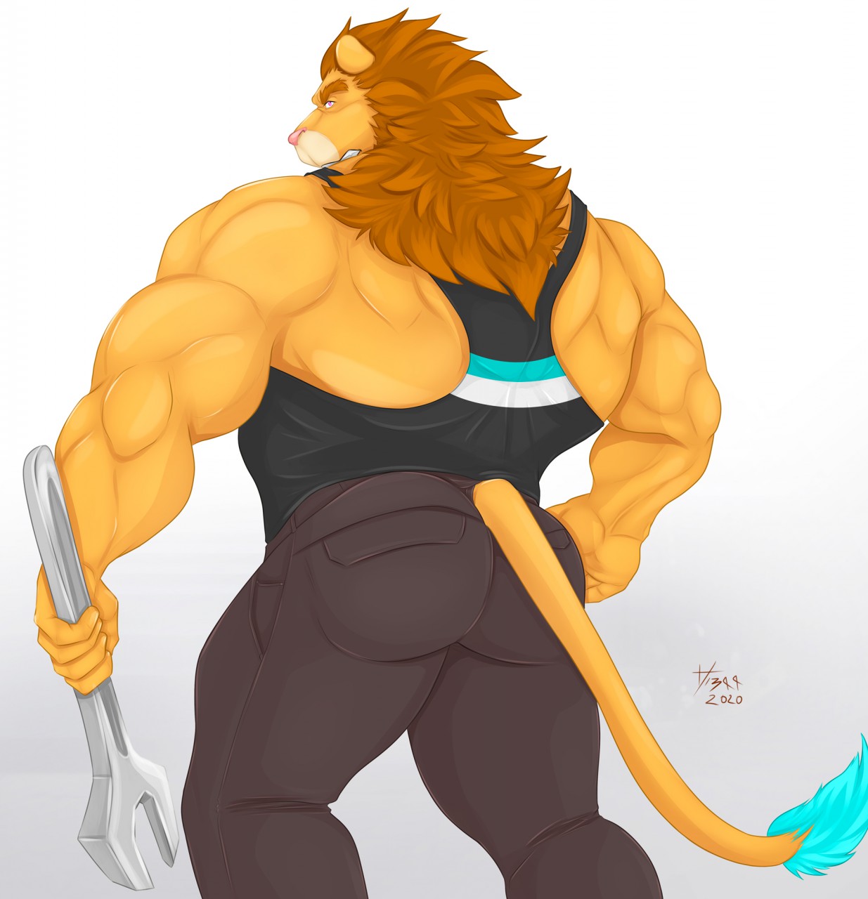 Buff-Ass Leo trying on some jeans — Weasyl