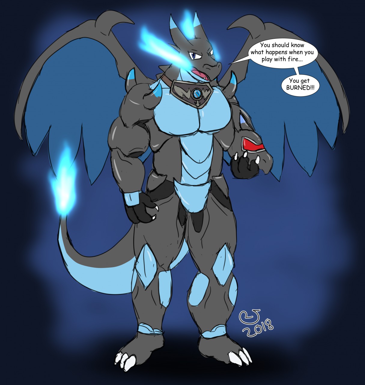 Pokemon - Mega Charizard X(with cuts and as a whole)