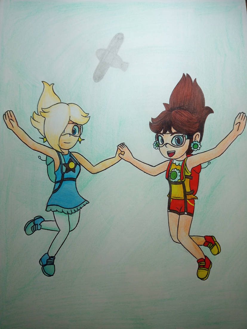 Princesses Rosalina and Daisy skydivers by BenJager -- Fur Affinity [dot]  net