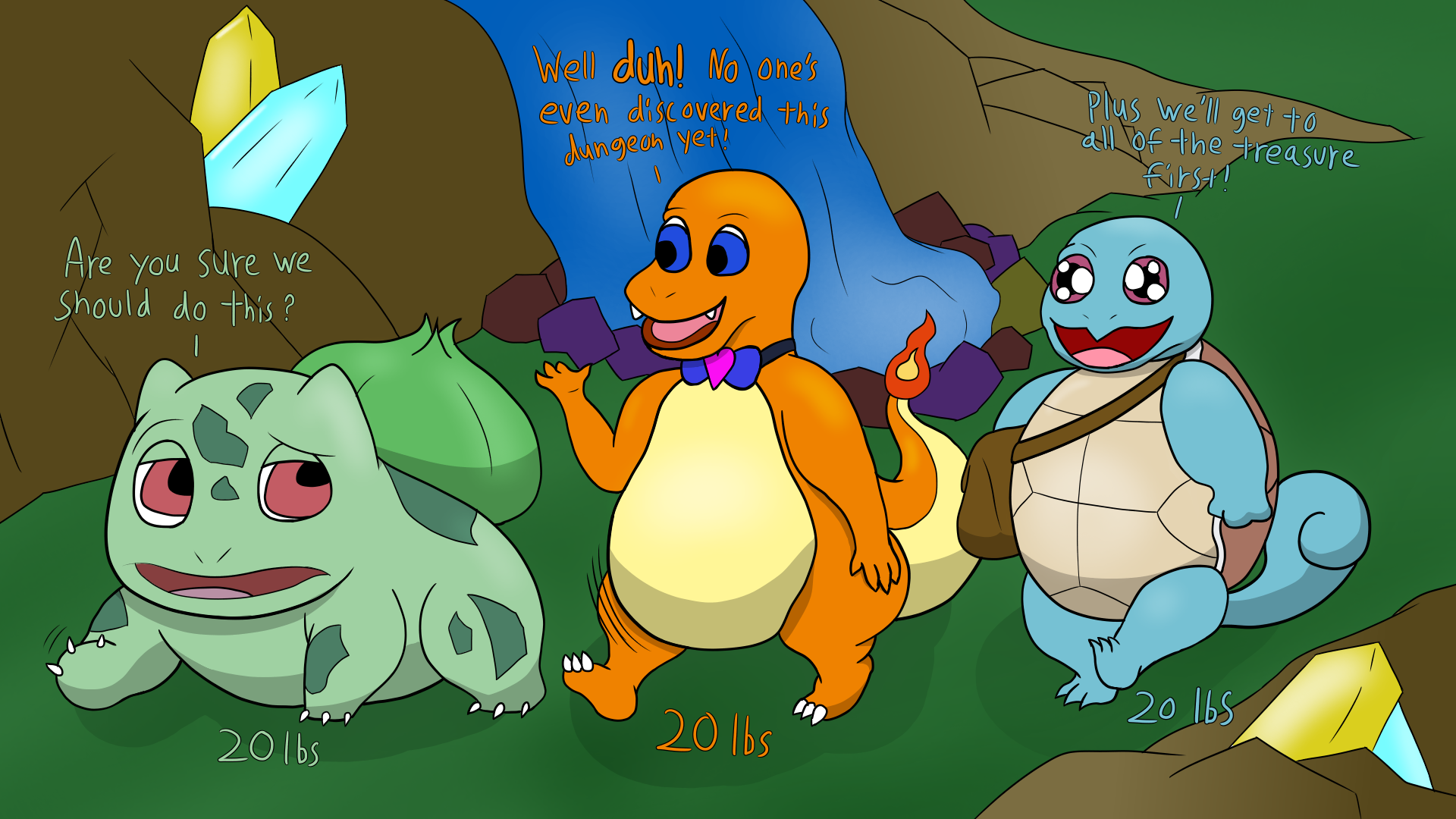 Chubby Pokemon Kanto Starters bulbasaur Charmander Squirtle 