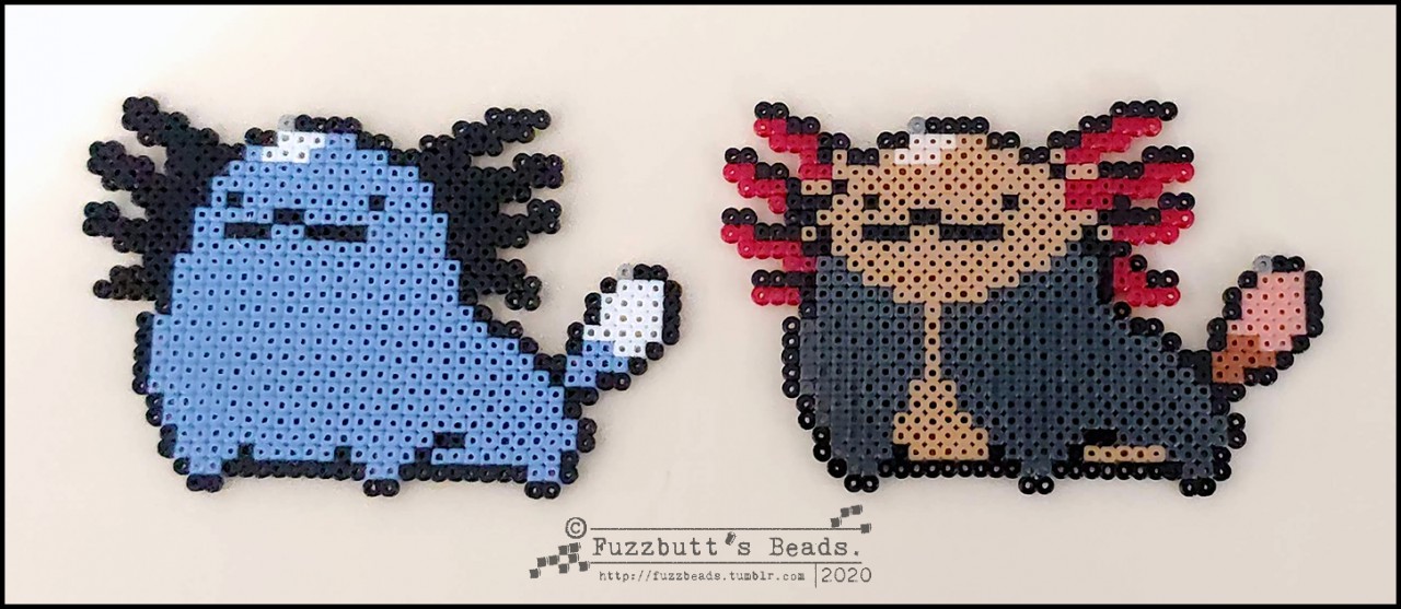 Kawaii Axolotl Perler Bead Pattern, Bead Sprites