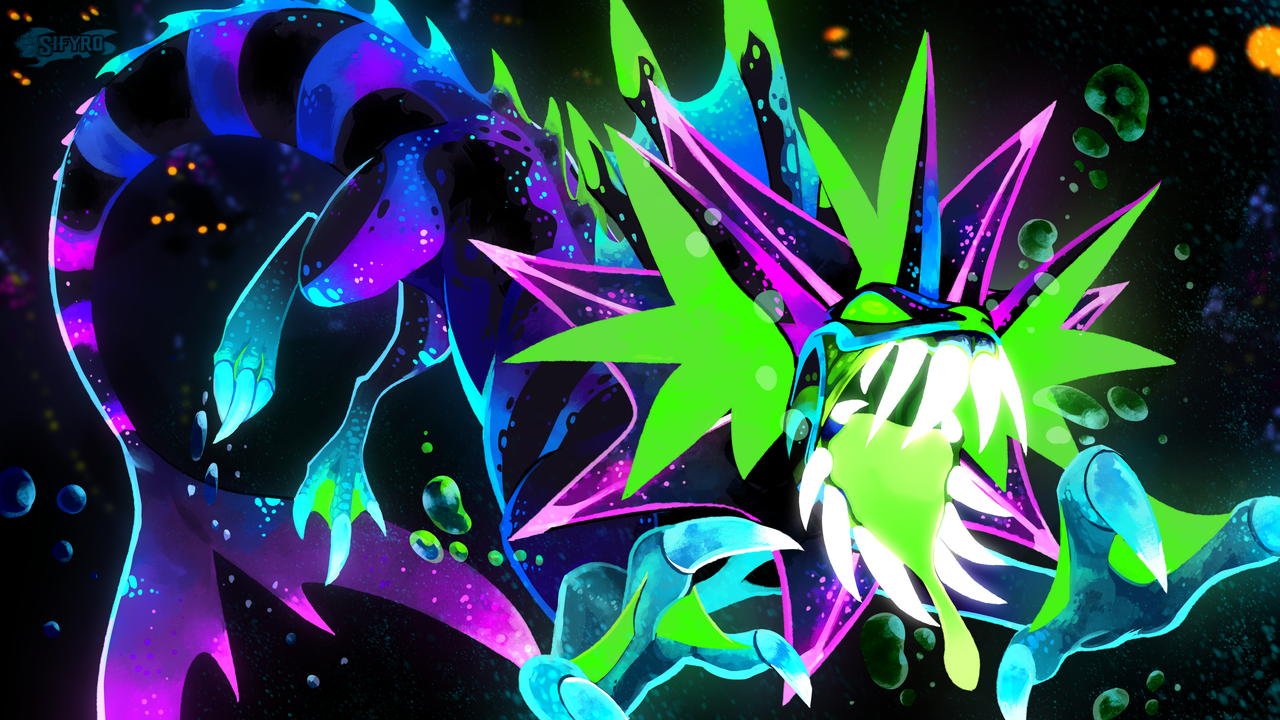 Download Glowing Neon Green Rayquaza Wallpaper