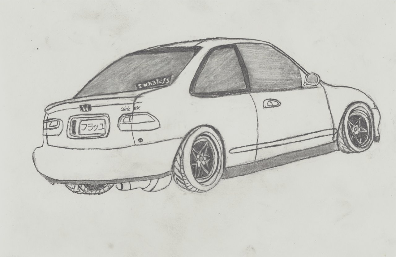 Honda Drawing Sketch  2000 Honda Civic Drawing HD Png Download  vhv