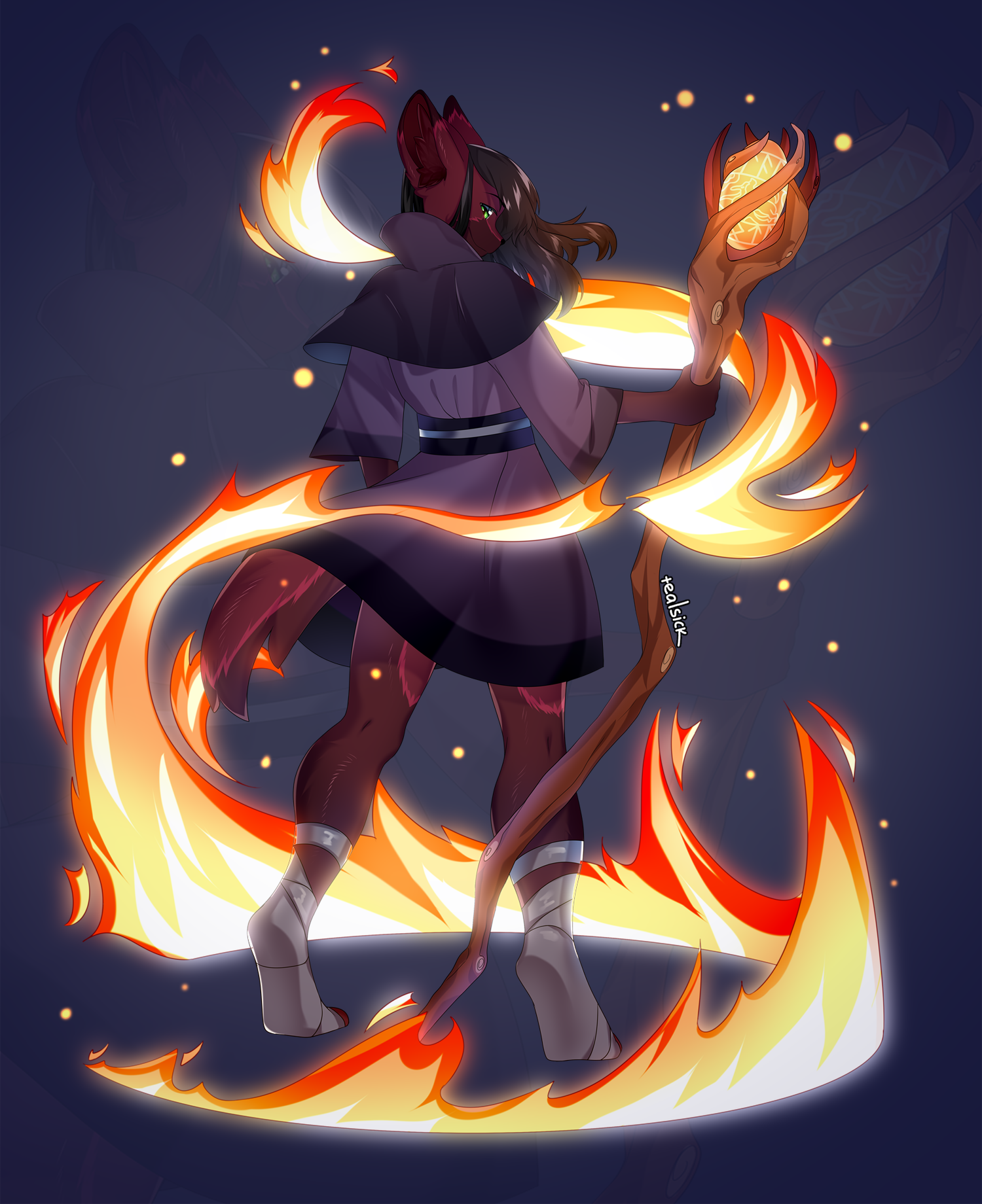 anime girl fire mage