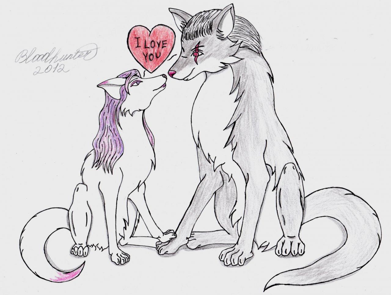 wolf love drawing