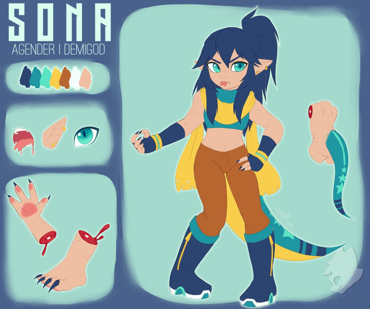 Reference Sheet of my Psuedo-Sona Eon! (Art and character by me