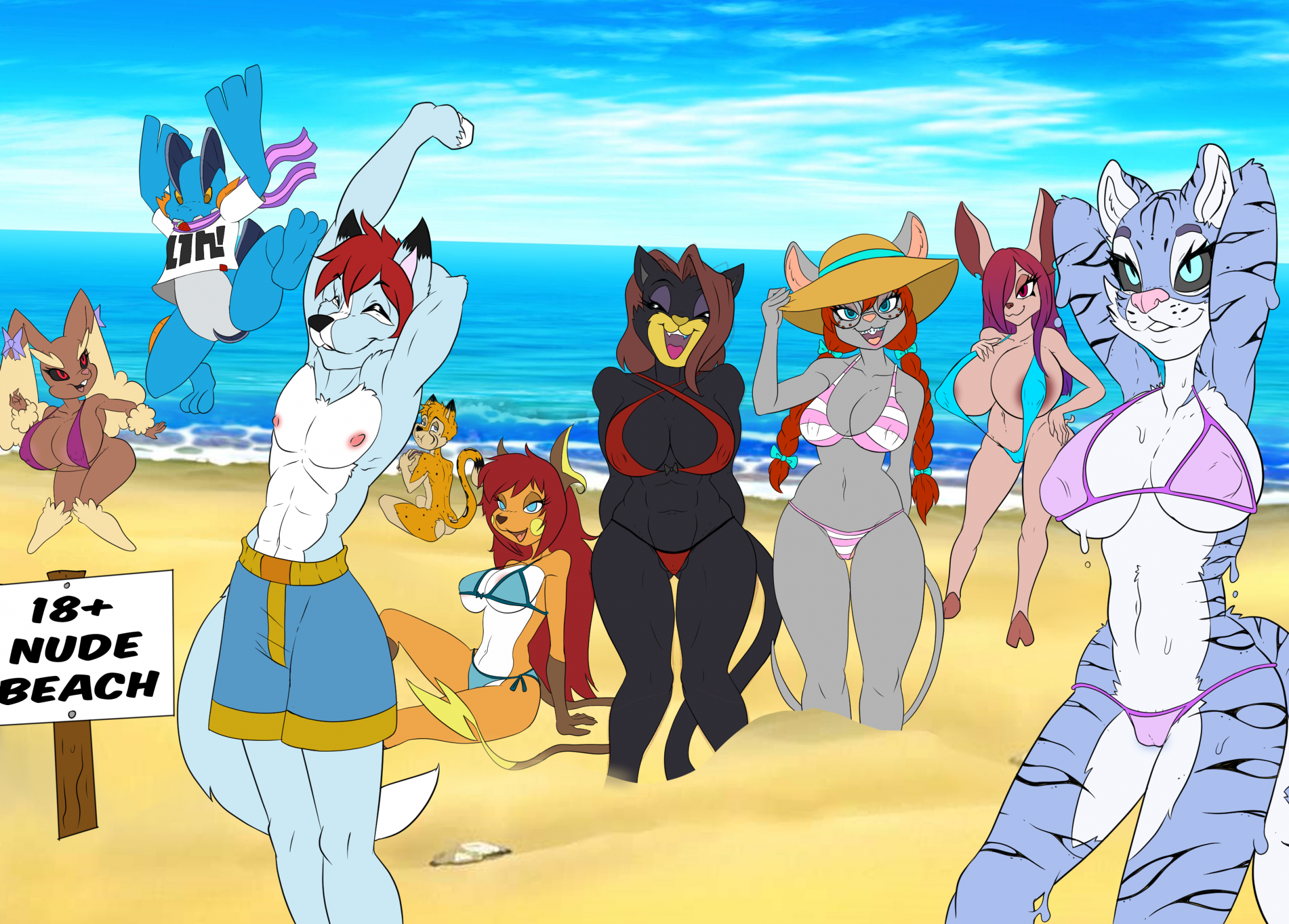 Beach Party Sfw by BlueFox1989 -- Fur Affinity [dot] net