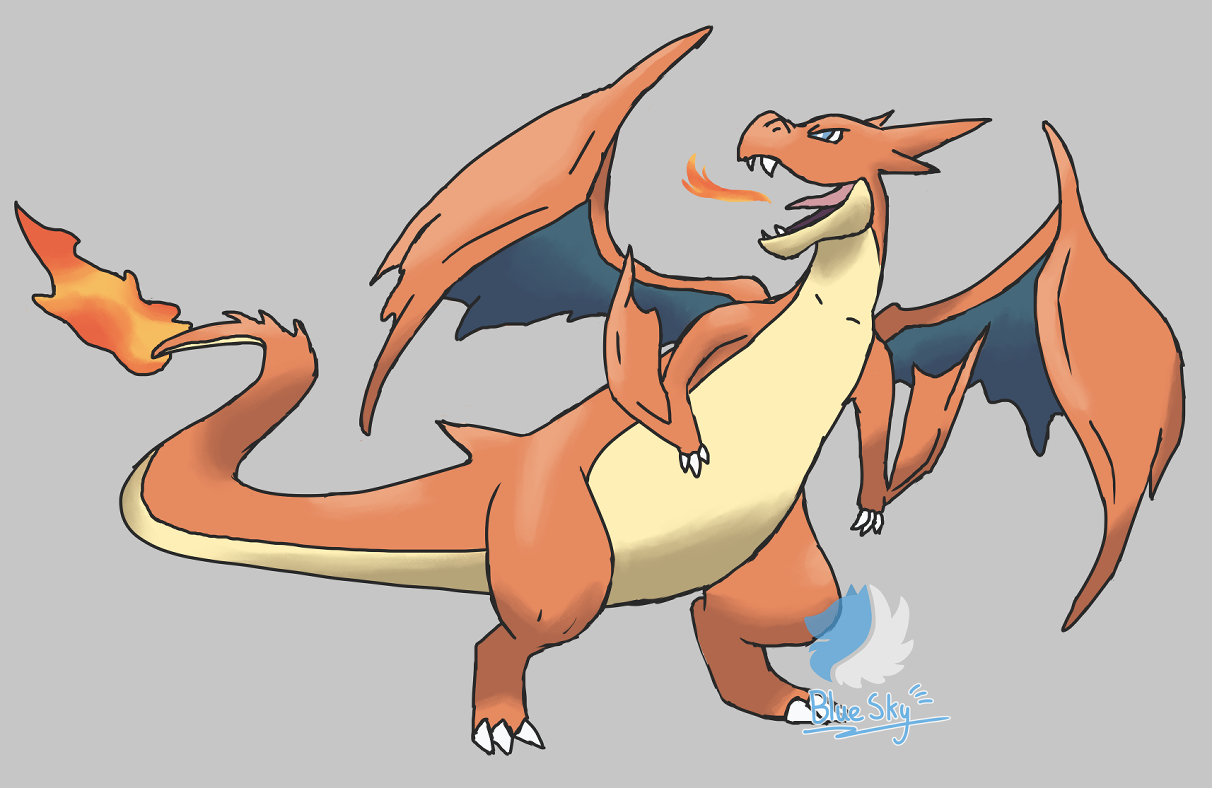 charizard, mega charizard x, and mega charizard y (pokemon) drawn