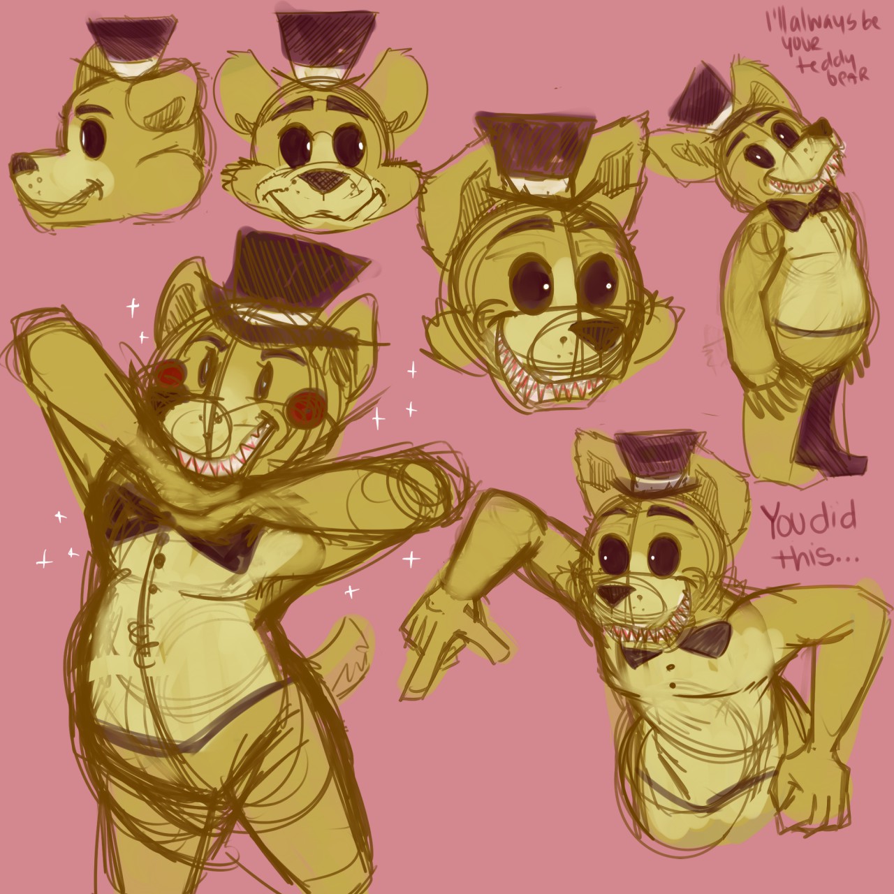 Golden Freddy Sketches by brannahgirl -- Fur Affinity [dot] net