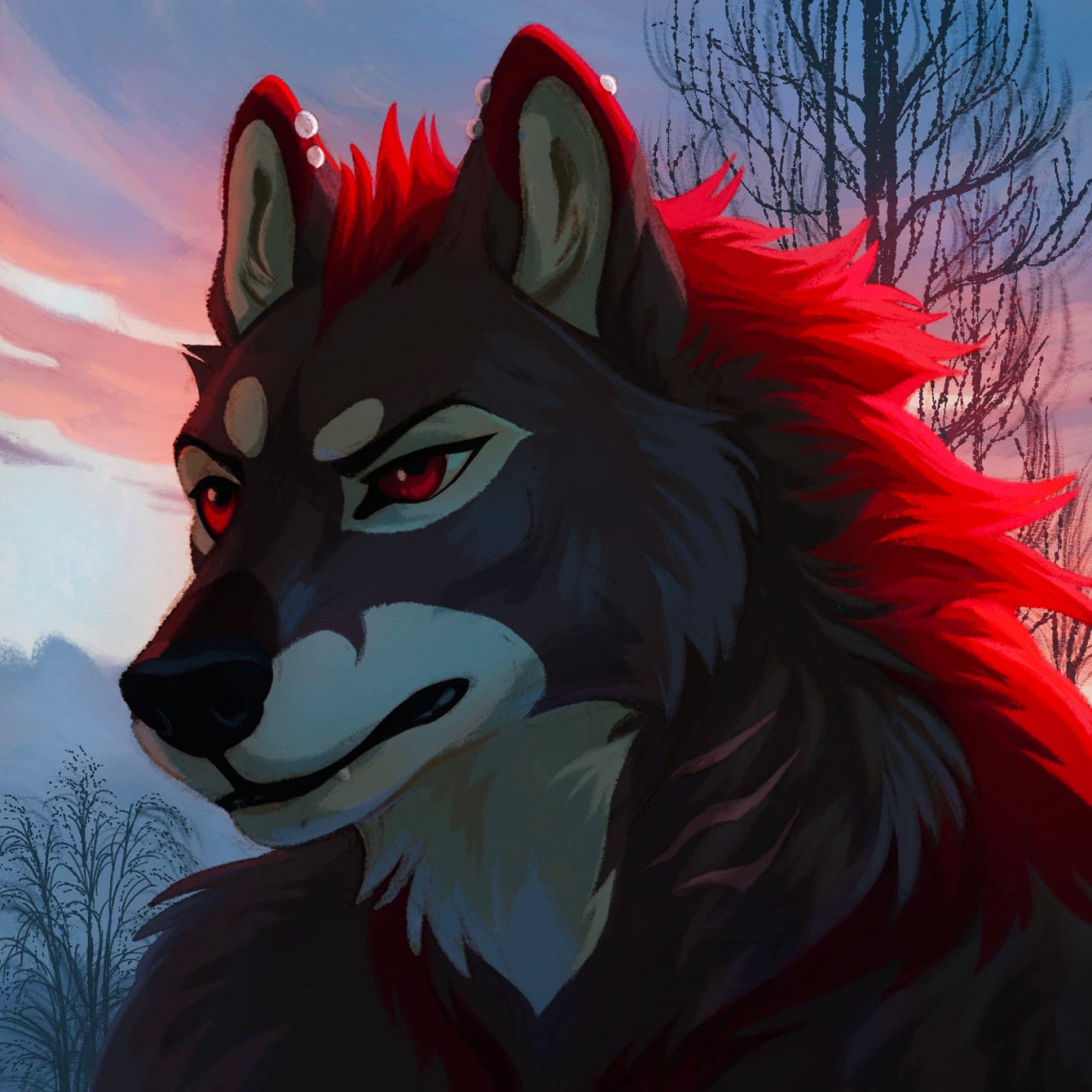 Black And Red Wolf Furry