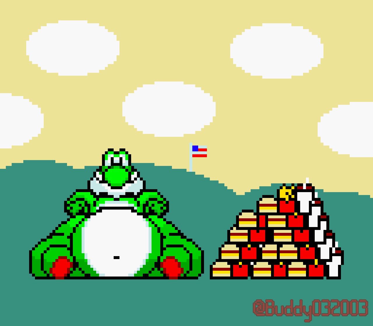 Fat Yoshi tries out American food for the first time by buddy032003 -- Fur  Affinity [dot] net