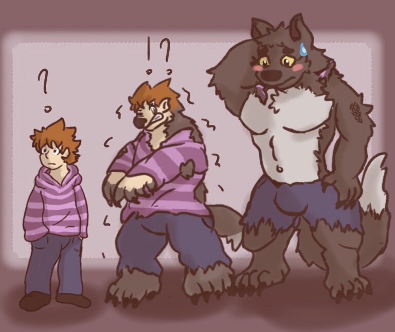 A nervous Werewolf change (Art Request). 