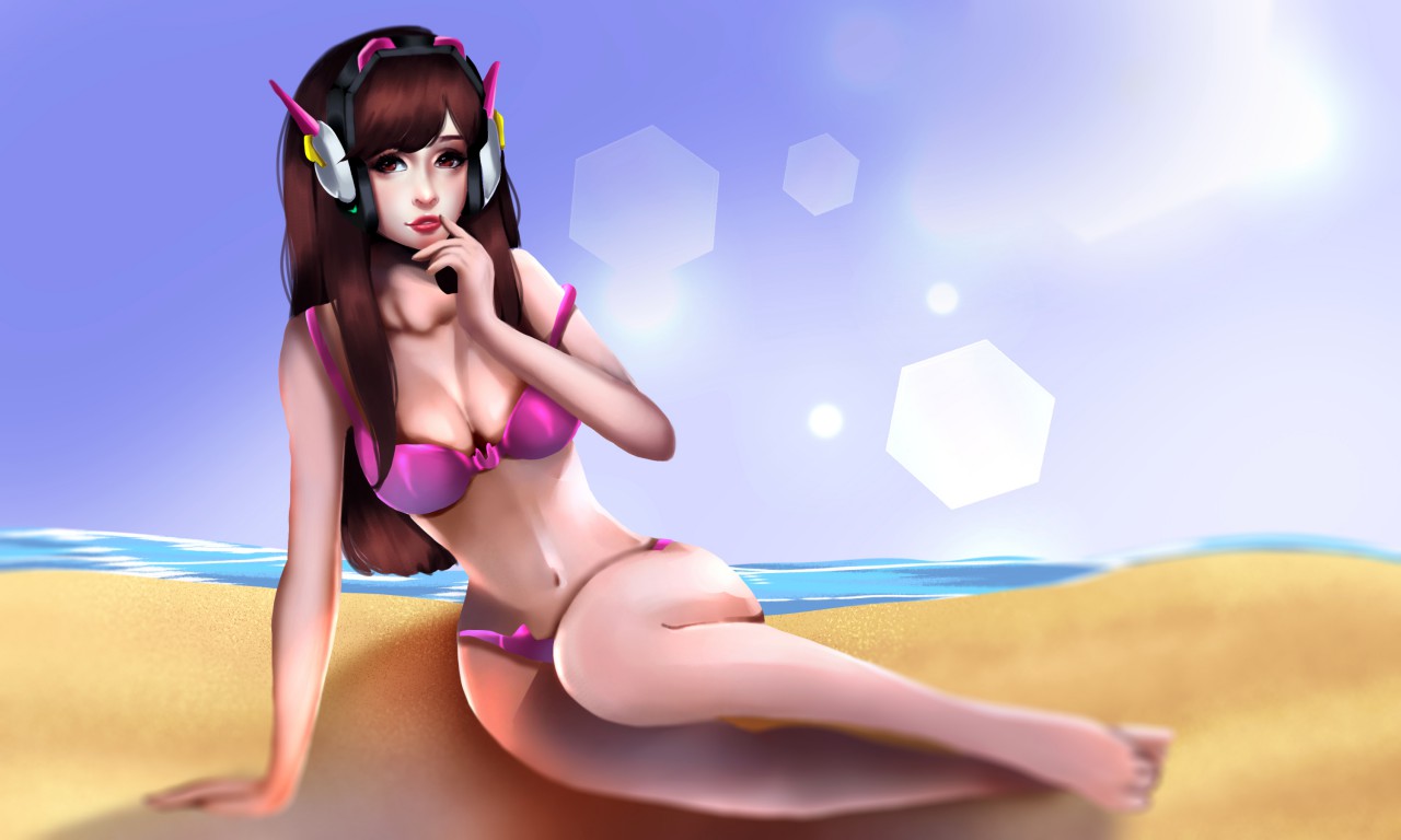 Dva on the beach Fanart by CainZuki -- Fur Affinity [dot] net