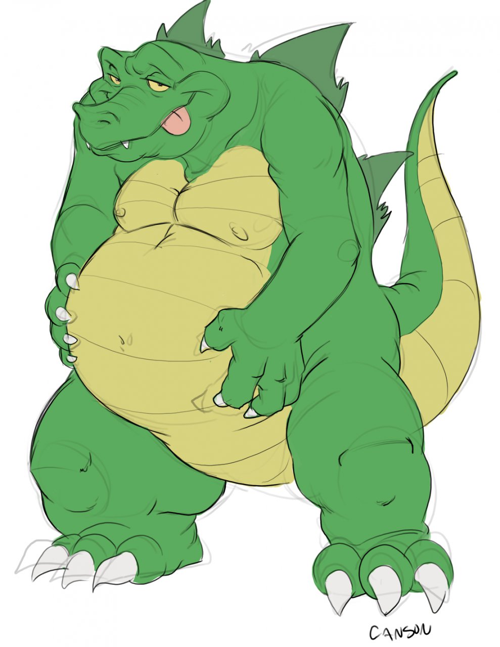 Fat furry Crocodile belly