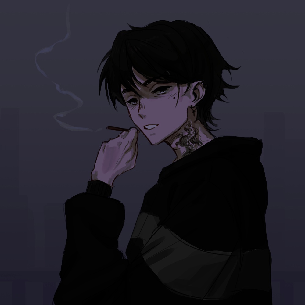 Premium AI Image | Anime man smoking a cigarette on a balcony at night  generative ai
