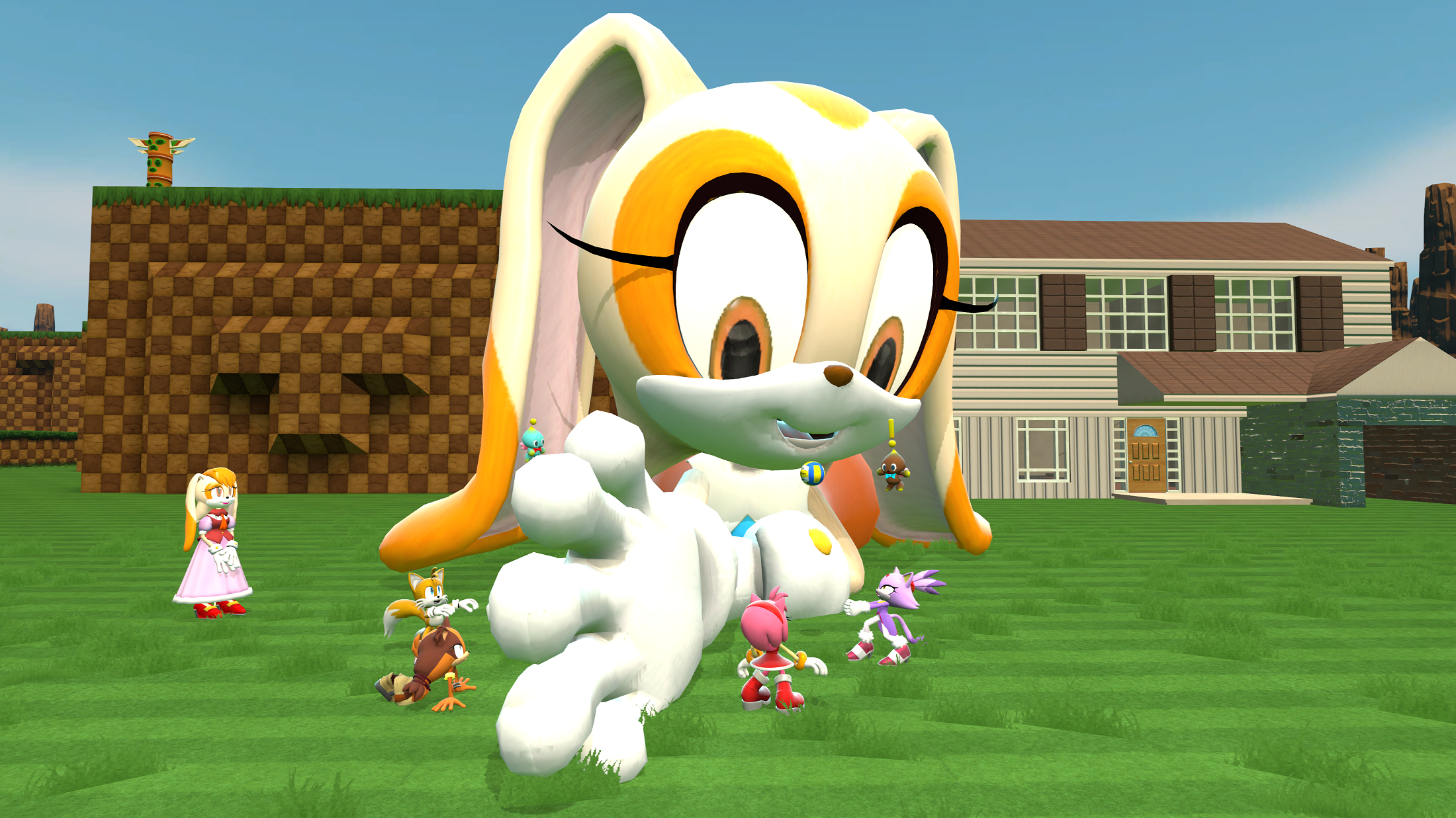 Tails the giant fox. Giant Cream the Rabbit. Giant Cream Sonic. Cream the Rabbit 3d. Cream the Rabbit великанша.