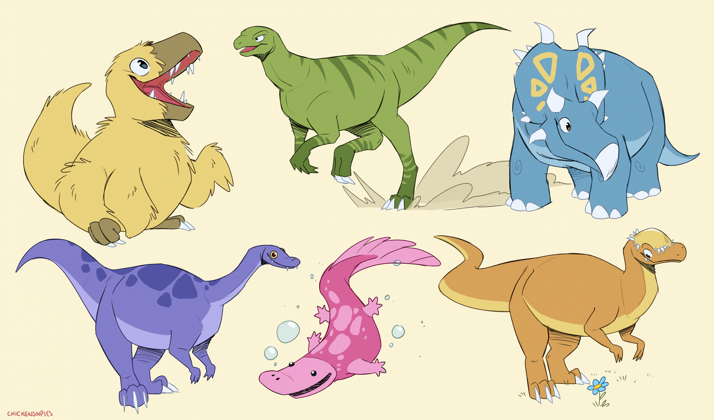 colorful dinos