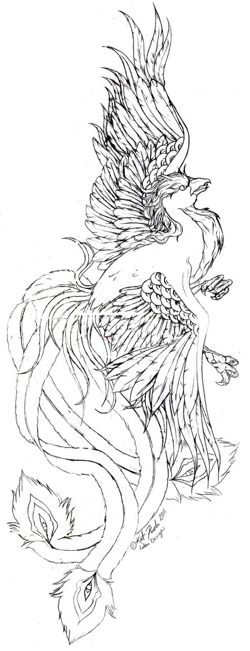 Chinese Phoenix Tattoo Outline by Chinona -- Fur Affinity [dot] net