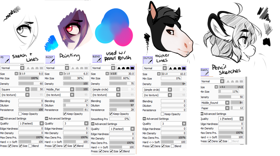 paint tool sai custom brushes blend