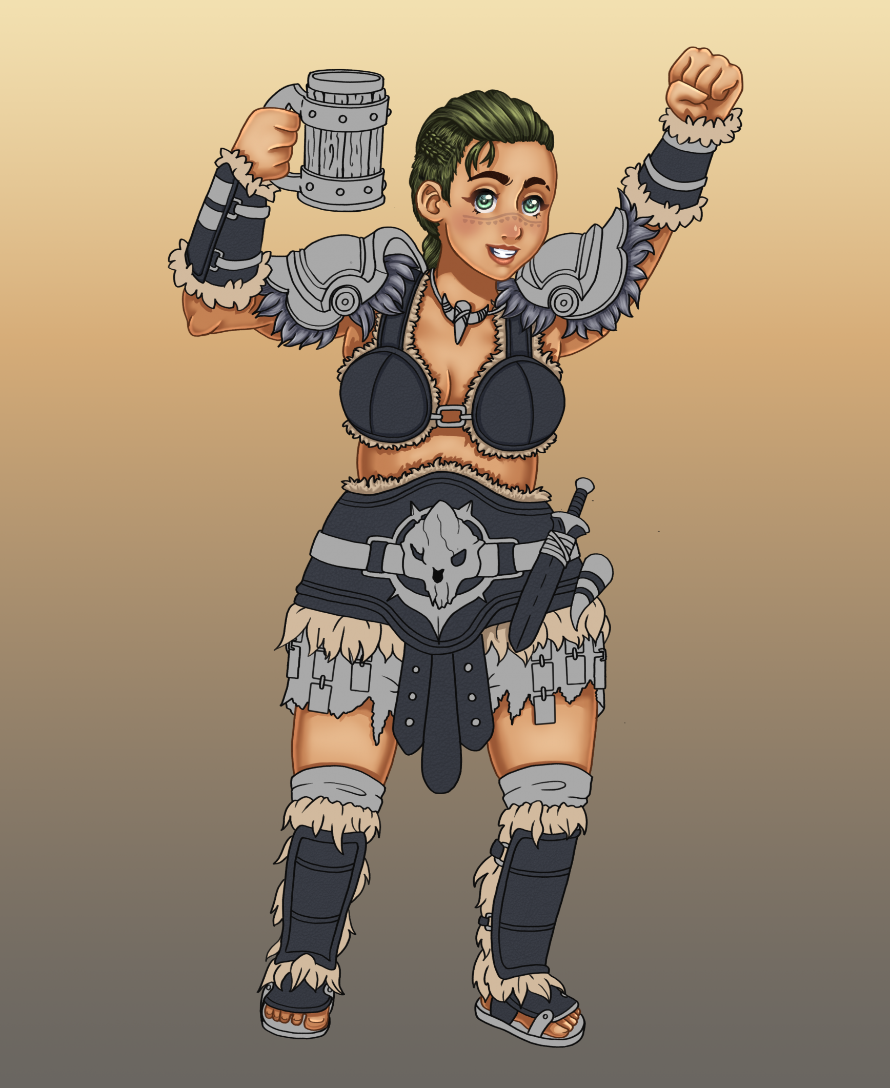 Barbarian/dwarf warrior chick by Chohulhu -- Fur Affinity [dot] net