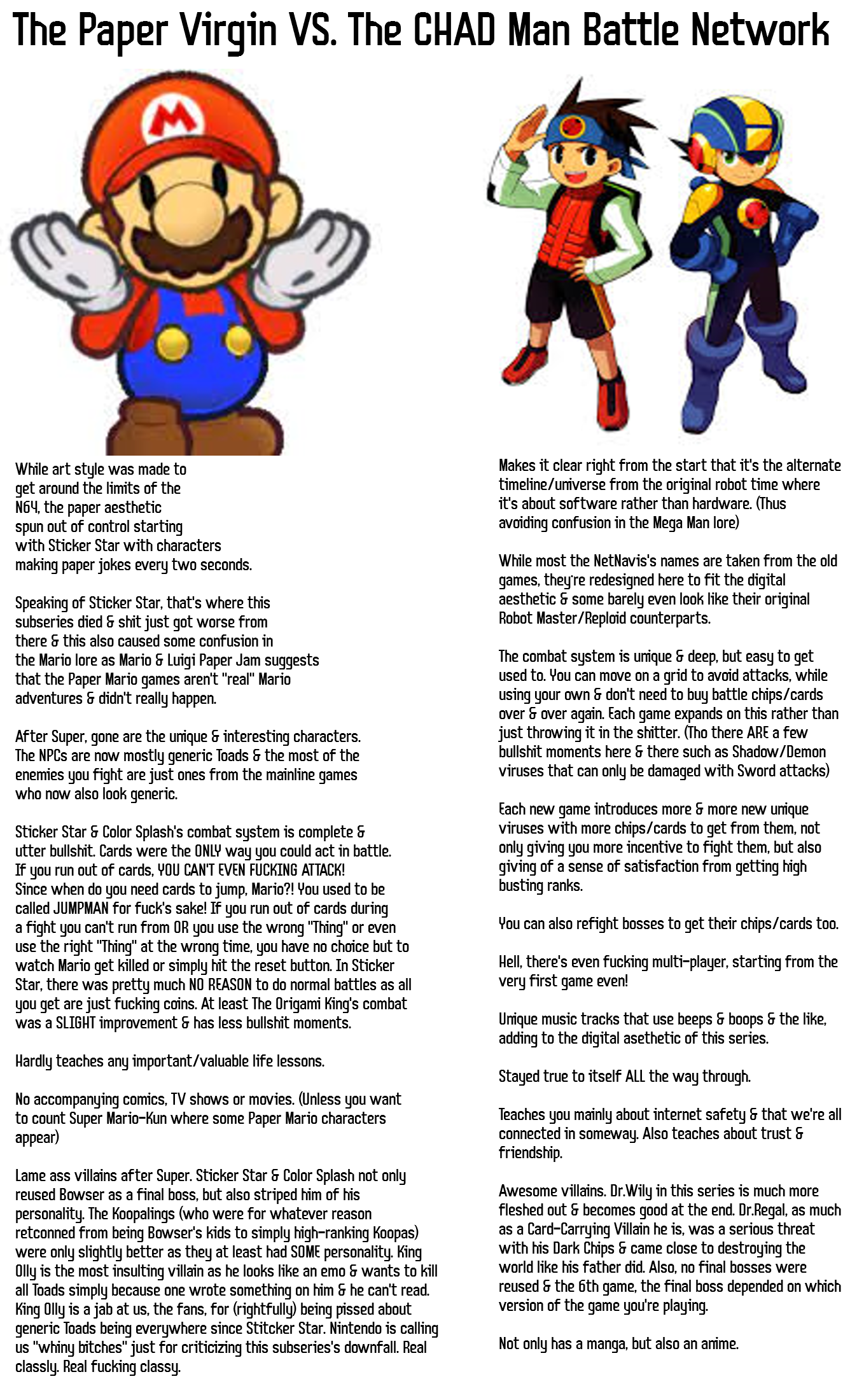 Virgin VS Chad Meme (Paper Mario VS. MMBN) by circuitwire9 -- Fur