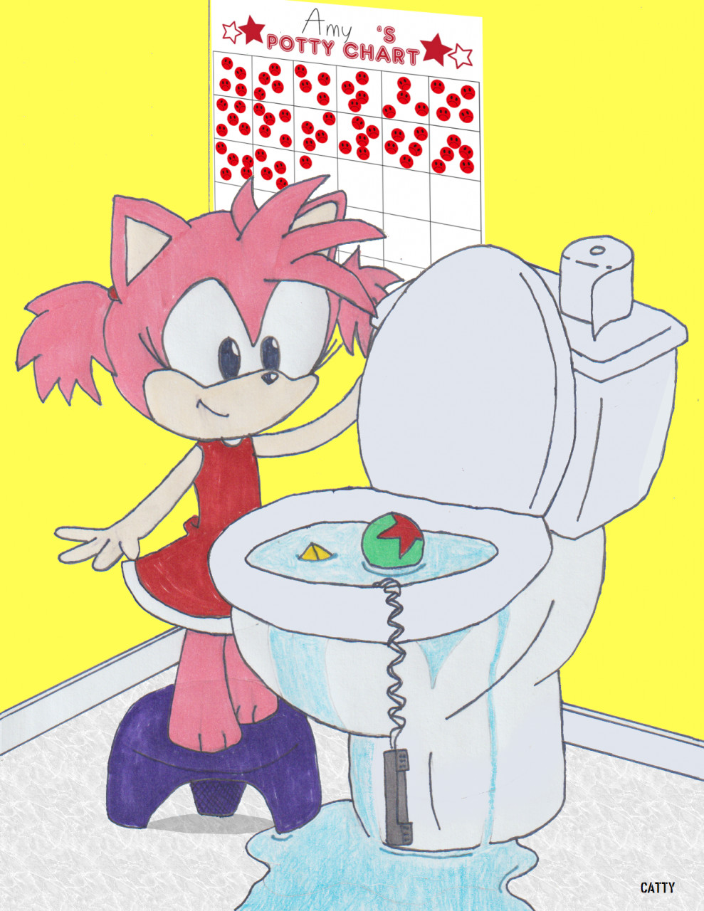 Amy rose on the toilet