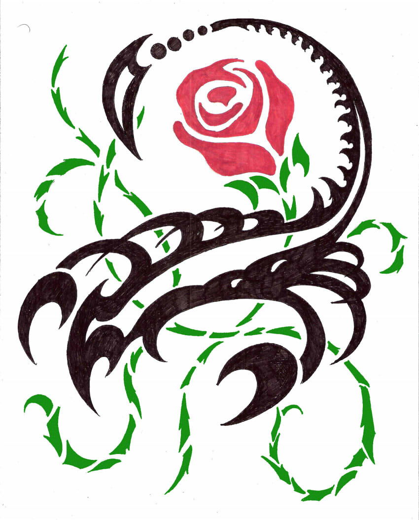 Custome Skull Scorpion Rose Tattoo by Marvin Silva TattooNOW