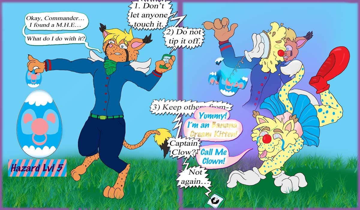 MHE 2 Banana Clown Pie & The EggSellEnt Slip-up! by Cobalt_Raccoon -- Fur  Affinity [dot] net