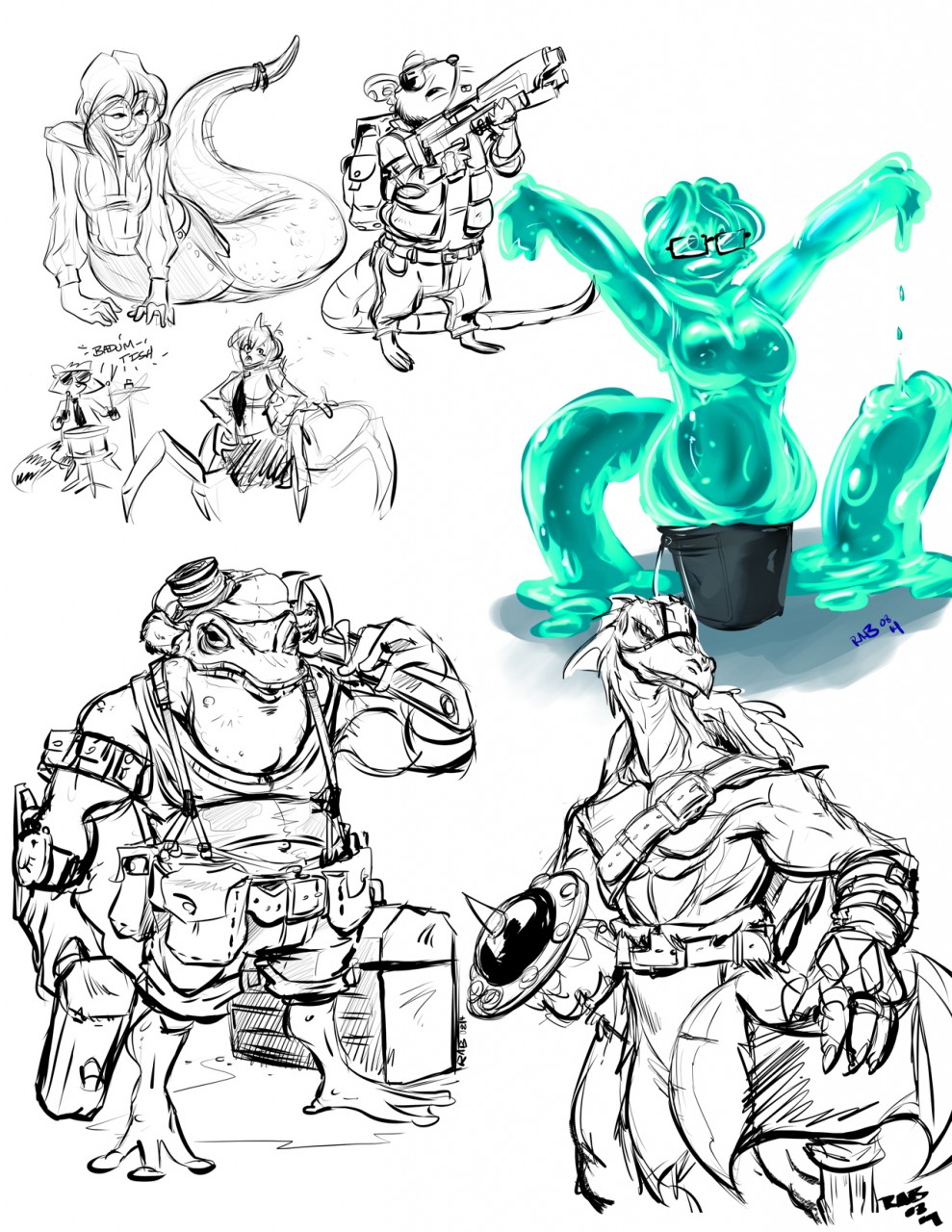 Sketches from stuff by CommanderRab -- Fur Affinity [dot] net