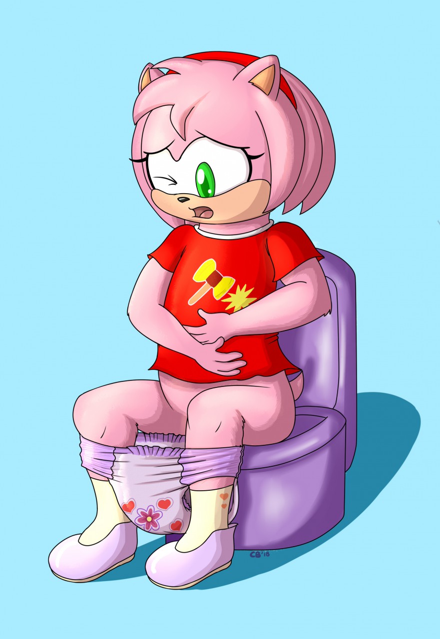 Amy rose on the toilet