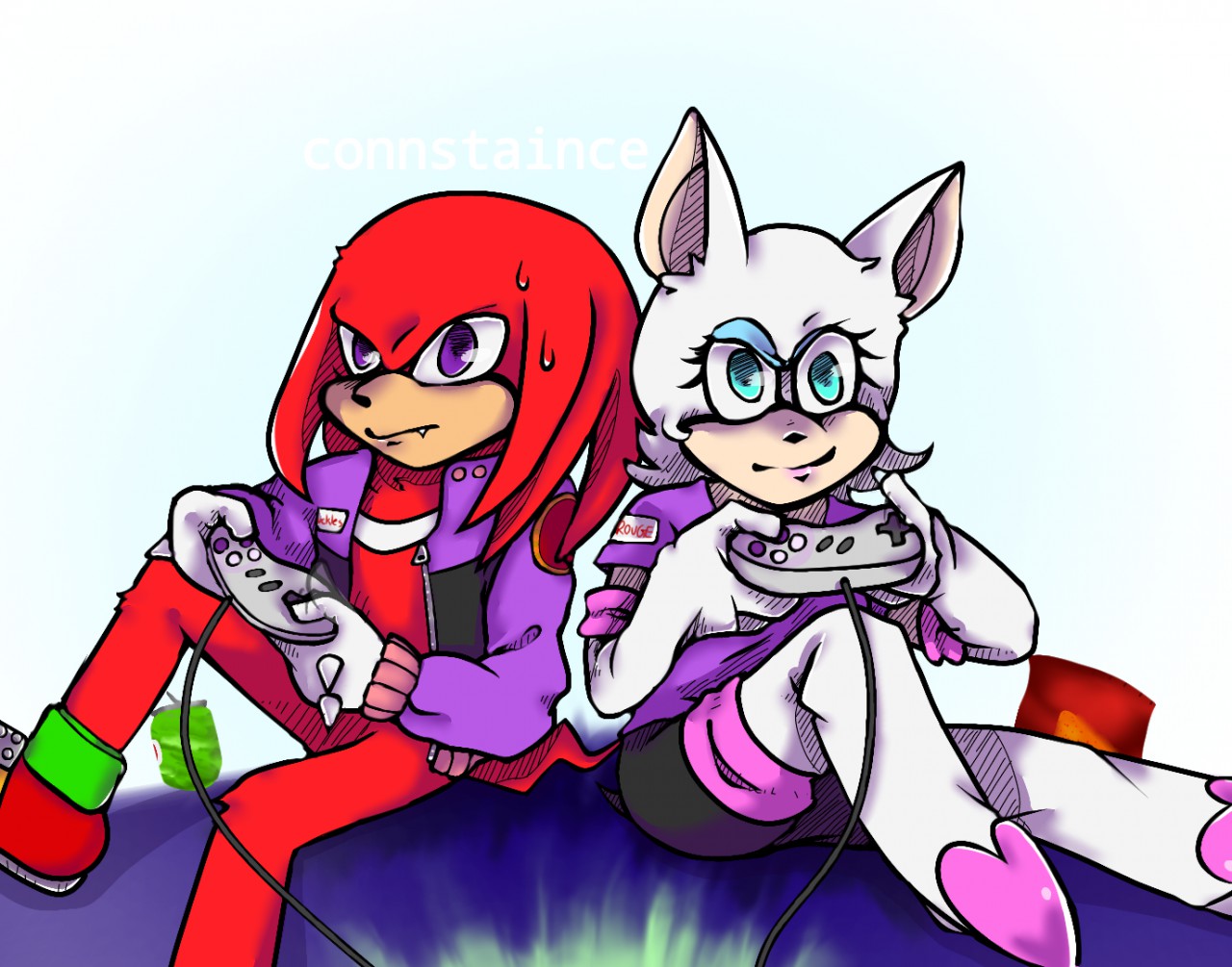 Gaming Knuckles and Rouge (old) by ConnStaince -- Fur Affinity [dot] net