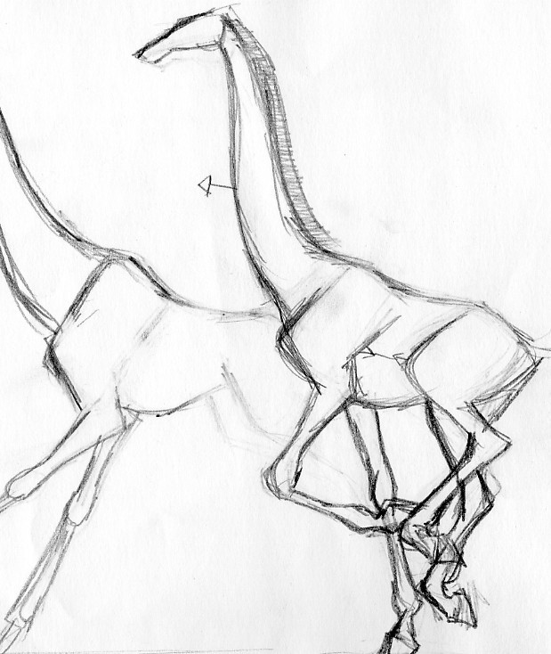 giraffe running drawing