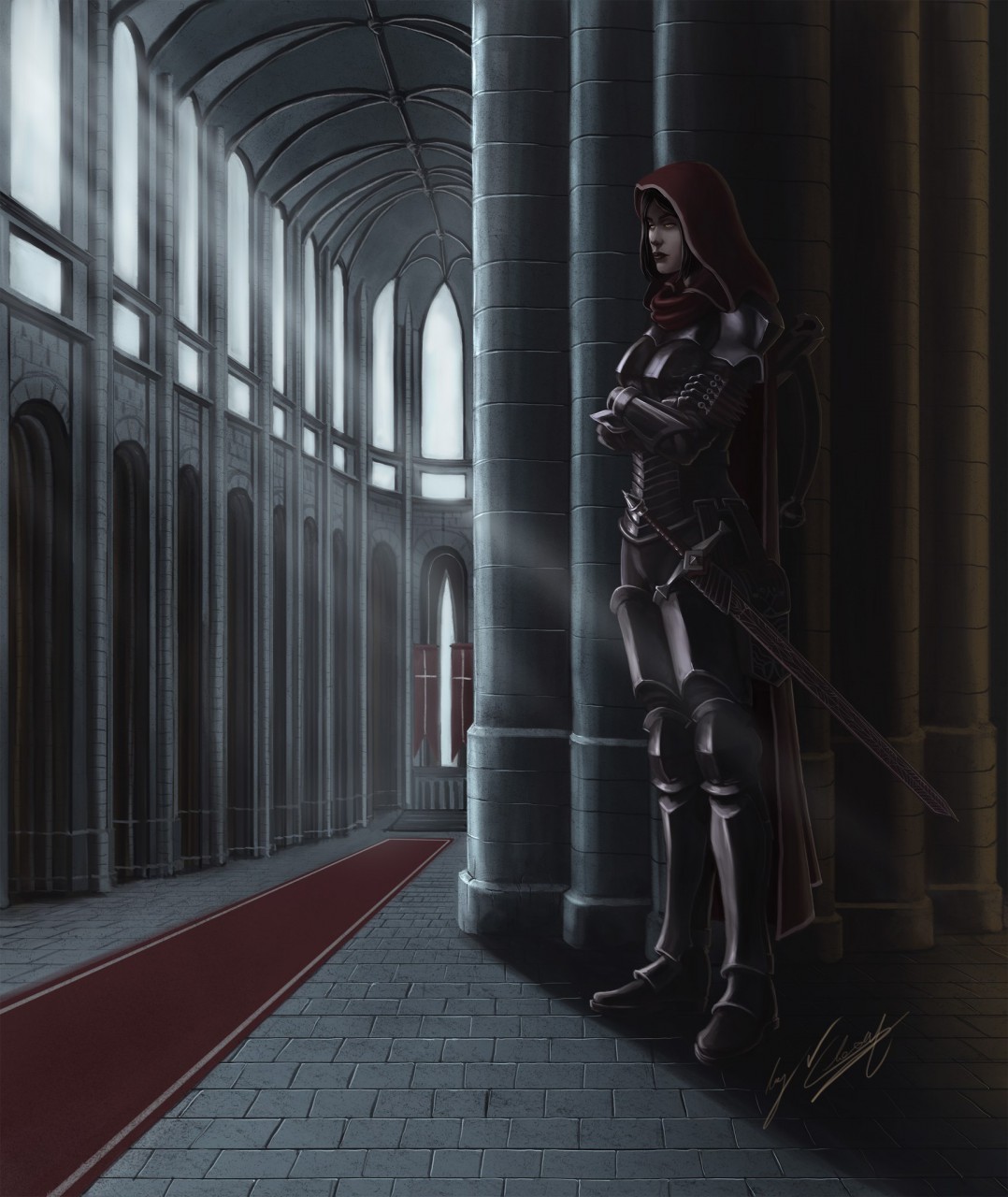 Demon Hunter in cathedral by conquistabear -- Fur Affinity [dot] net