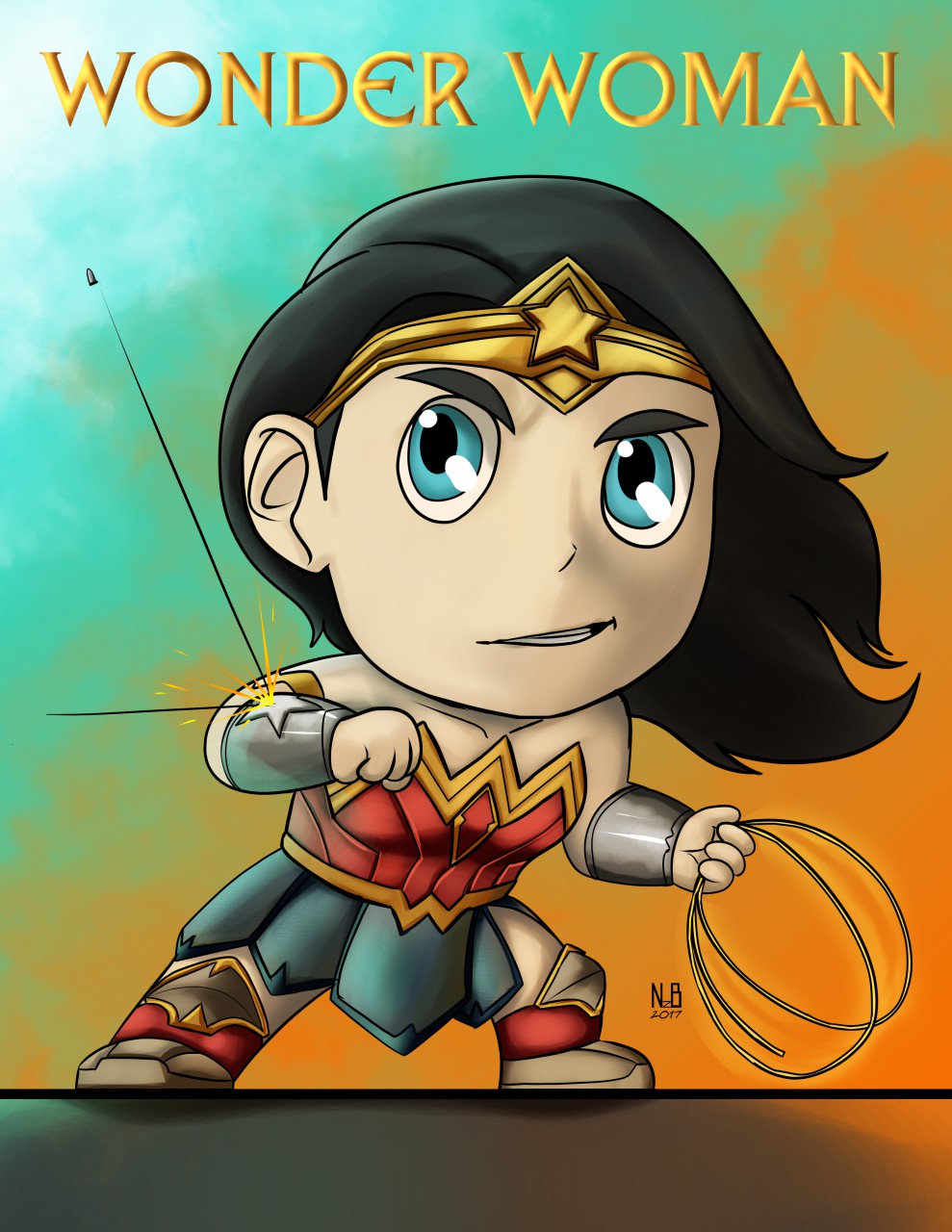 Kawaii Chibi Wonder Woman 33D Cartoon · Creative Fabrica