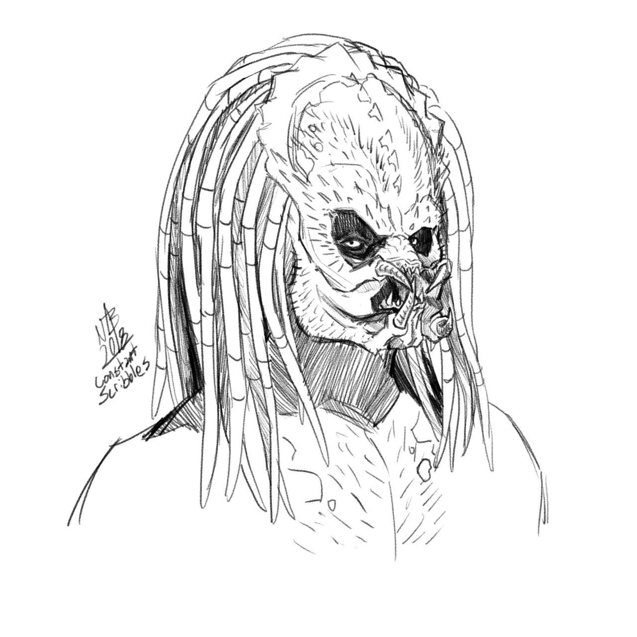 predator head drawing